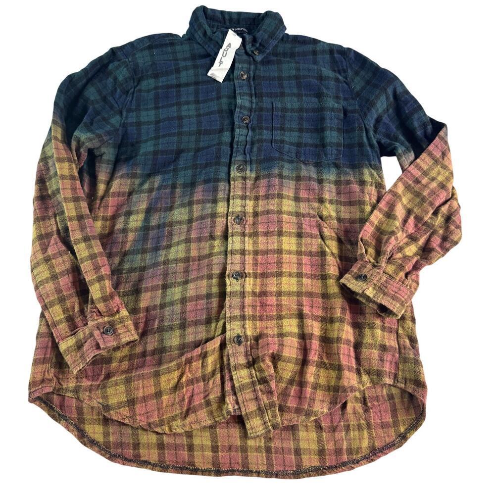 Brandy Melville Flannel Small Swanky Vine Ombre Plaid Cotton Shirt Boho Top